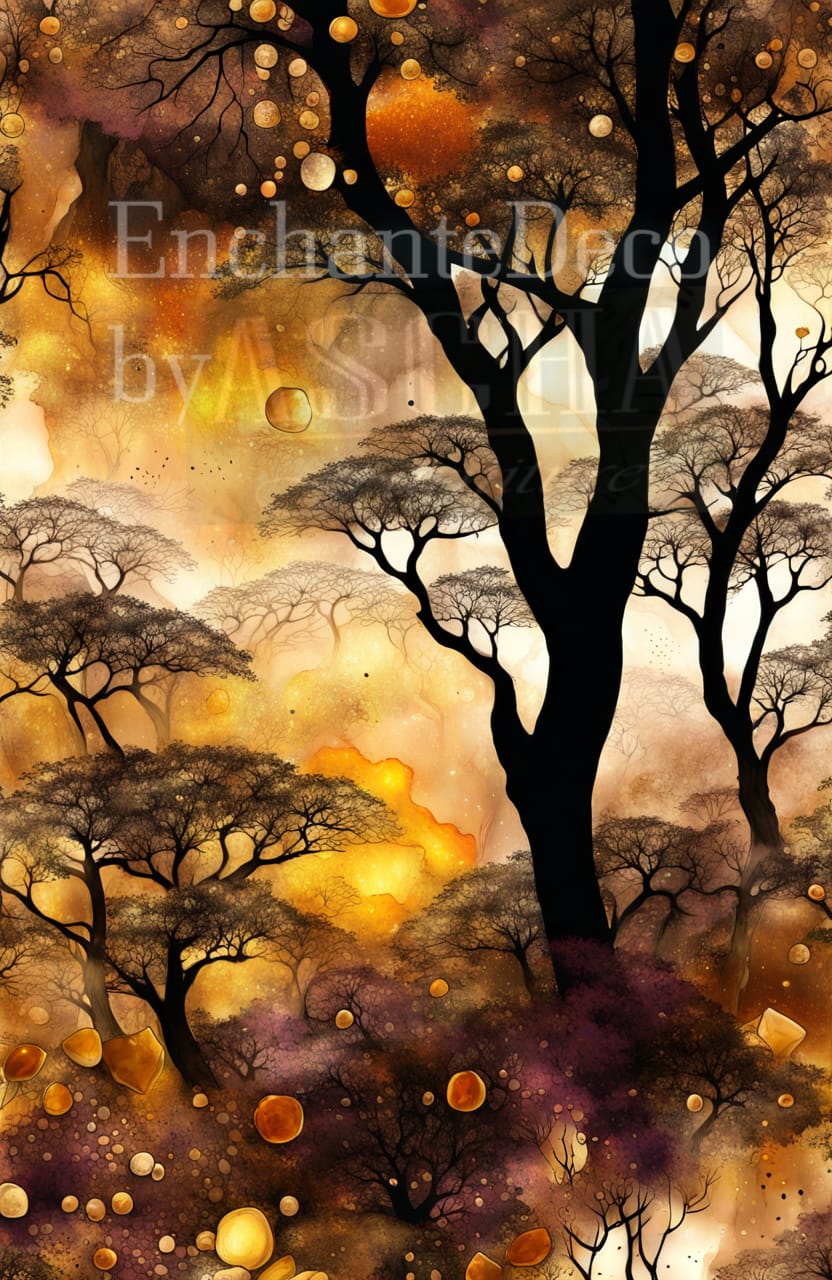 Golden drops in the forest