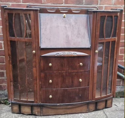 Vintage Art Deco Cocktail  Cabinet Melusine Luxurious Bespoke Handpainted Drink Cabinet ex bureau display cabinet