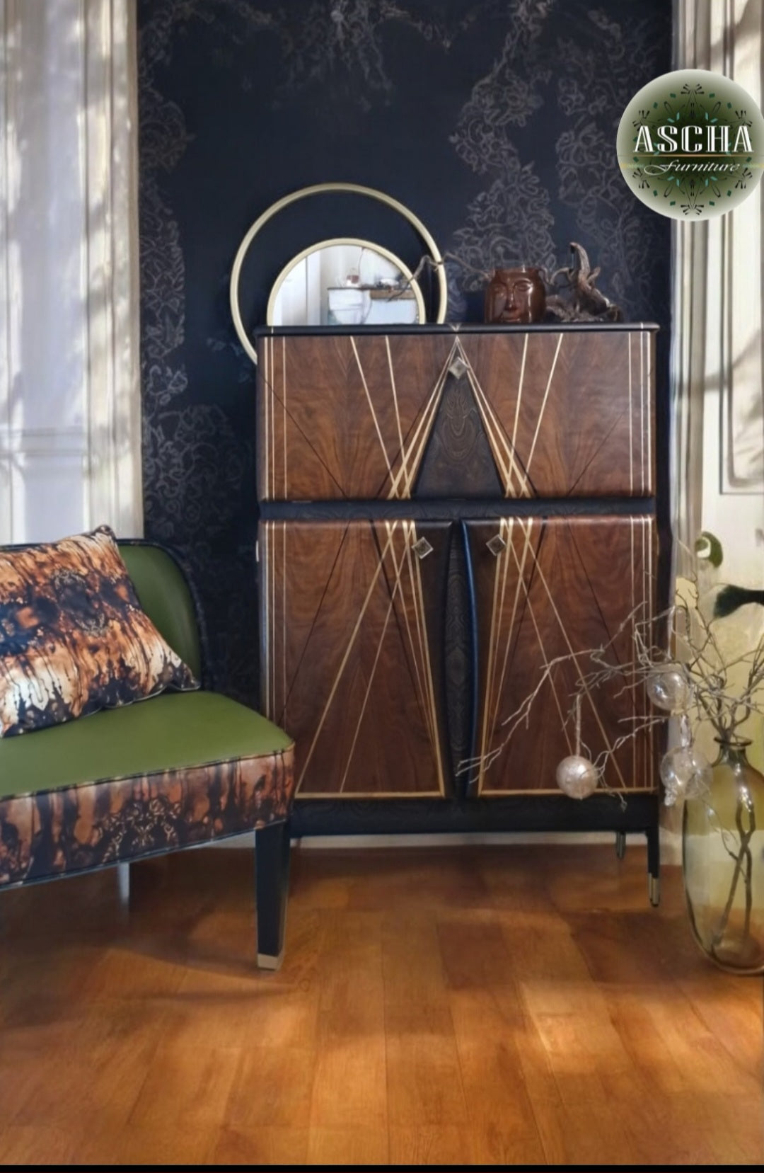 Diamondo Art Deco Style Cocktail Cabinet