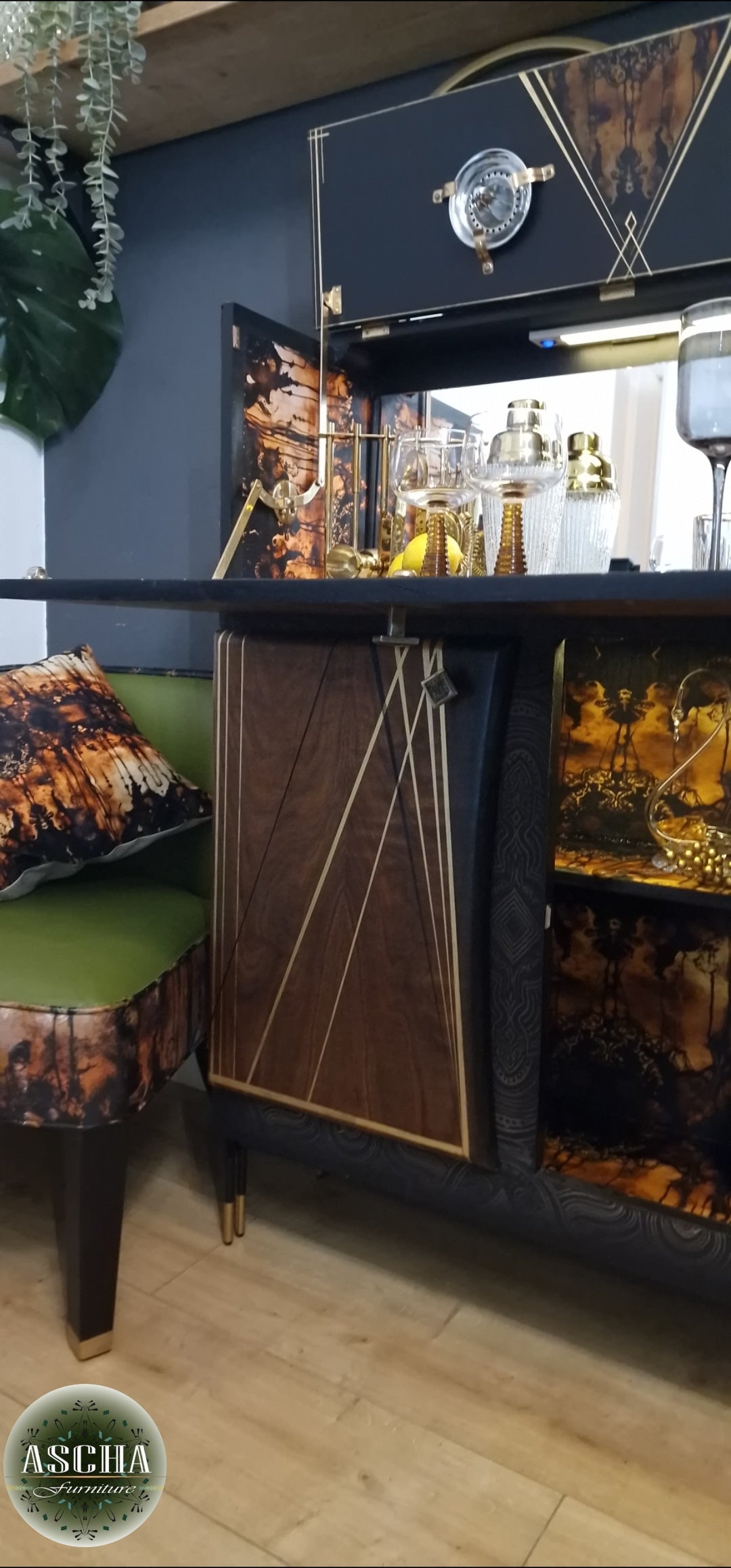 Diamondo Art Deco Style Cocktail Cabinet